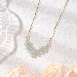 Зеленый Авантюрин Натуральный зеленый авантюрин ограненный круглый бисер стрела кулон латунный кабель цепь ожерелья, золотые, 17.72 дюйм (45 см)