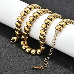 Настоящее золото 18K 304 Женские ожерелья из нержавеющей стали с прямоугольными звеньями, реальный 18 k позолоченный, 16.54 дюйм (42 см)