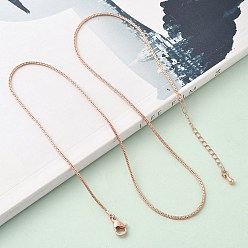 Розовое Золото 1мм латунные цепочки Boston Link, без свинца и без кадмия, долговечный, стойки покрытие, розовое золото , 17.80 дюйм (45.2 см)