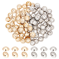 Golden & Stainless Steel Color 120Pcs 2 Style 304 Stainless Steel Bead Caps, Apetalous, Golden & Stainless Steel Color, 6mm, Hole: 0.8mm, 60pcs/style