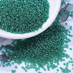 (RR295) Transparent Emerald AB MIYUKI Round Rocailles Beads, Japanese Seed Beads, (RR295) Transparent Emerald AB, 11/0, 2x1.3mm, Hole: 0.8mm, about 1100pcs/bottle, 10g/bottle