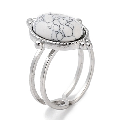 Говлит 304 кольцо из нержавеющей стали, регулируемые кольца из синтетического говлита, овальные, 15.5x21.5 мм, внутренний диаметр: регулируемый