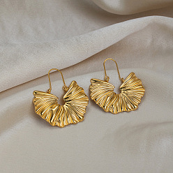 Echt 18 k vergoldet 304 Edelstahl Creolen Ohrstecker , Fächerform, echt 18 k vergoldet, 42.3x36 mm
