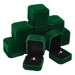 Green Velvet Ring Box, Flip Cover, Square, Green, 5.45x5x4.1cm