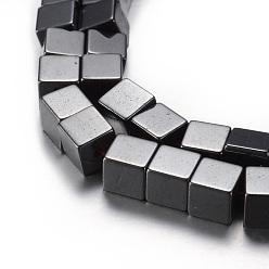 Original Color Magnetic Synthetic Hematite Bead Strands, Grade A, Cube, Original Color, 6x6x6mm, Hole: 1mm, about 65pcs/strand, 15.7 inch(40cm)