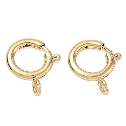 Real 18K Gold Plated Brass Spring Ring Clasps, Cadmium Free & Lead Free, Rack Plating, Long-Lasting Plated, Real 18K Gold Plated, 16x13x4mm, Hole: 2mm