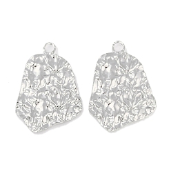 Нержавеющая Сталь Цвет Не тускнеющие 304 подвески из нержавеющей стали, текстурированный многоугольный шарм, цвет нержавеющей стали, 45x31x2.2 мм, отверстие : 4.3 мм