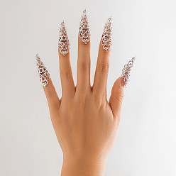 Платина 5шт. хэллоуин готический конус железный полый протектор для пальцев, декоративный чехол для пальца, платина, 4.3x1.3 см