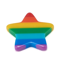 Colorful Plastic Stripe Pendants, Rainbow Star Charms, Colorful, 26x26x4mm, Hole: 1.5mm