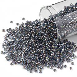 (997) Gilt Lined AB Light Sapphire Toho runde Rocailles, japanische Rocailles, (997) vergoldeter ab leichter Saphir, 11/0, 2.2 mm, Bohrung: 0.8 mm, über 1110pcs / Flasche, 10 g / Flasche