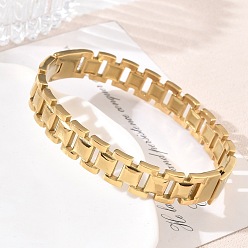 Real 18K Gold Plated 304 Stainless Steel Hinged Cuff Bangles, Square, Real 18K Gold Plated, Inner Diameter: 1.97 inch(5cm)x2.36 inch(6cm)