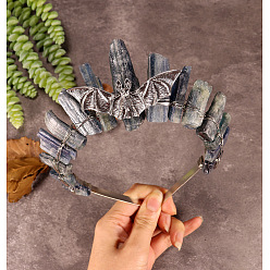 Кианит Обручи для волос из натурального кианита, резинки для волос в виде короны летучей мыши, для женщин девушек, 350x150 мм