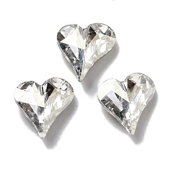 Серебряный Оттенок K 9 кабошоны из стеклянного страза, задние и задние, сердце, серебряный оттенок, 13x12x5 мм