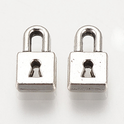 Античное Серебро Подвески из сплава в тибетском стиле, запирать, без кадмия и без свинца, античное серебро, 9x5x2 мм, Отверстие : 3x1.5 мм , около 2435 шт / 1000 г