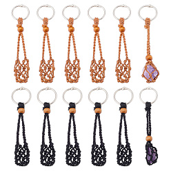 Couleur Mélangete 12 pièces 2 couleurs fil de coton ciré macramé pochette pendentif décorations, avec une reliure à anneaux en fer pour cahiers à feuilles mobiles et des perles en bois, couleur mixte, 143mm, 6 pcs / couleur