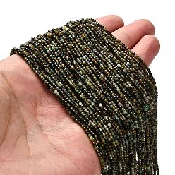 Африканский Нефрит Природные африканские нефритовые бусы пряди, граненые круглые, 2 мм, отверстие : 0.5 мм, около 228~229 шт / нитка, 15.08~15.20'' (38.3~38.6 см)