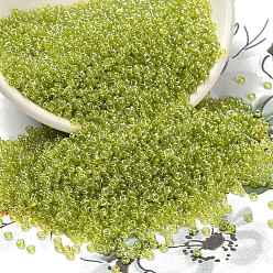 Зелено-Желтый 12/0 круглый стеклянный бисер класса А, прозрачные цвета lustered, зеленый желтый, 12/0, 2x1.5 мм, отверстие : 0.3 мм