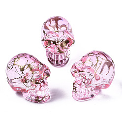 Pink Electroplate K9 Glass Display Decorations, Drawbench, Skull, for Halloween, Pink, 22x18x26mm