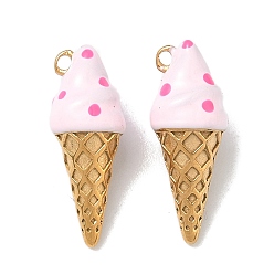 Pink 304 нержавеющей стальной эмали подвески, мороженое прелести, ионное покрытие (ip), реальный 18 k позолоченный, розовые, 19x7 мм, отверстие : 1 мм