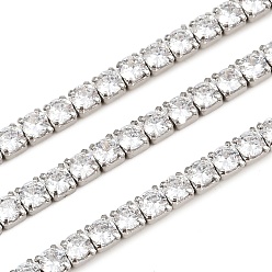 Платинированный 925 цепочки из стерлингового серебра с прозрачным кубическим цирконием, для изготовления теннисных браслетов и ожерелий, Реальная платина, 3x3 мм