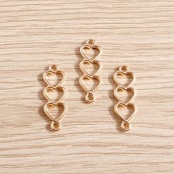 Золотой 40Шармы из сплава шт., тройные сердечные связи, золотые, 24x8 мм, 40 шт / комплект