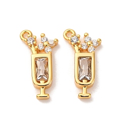 Прозрачный Латунные микро проложить кубического циркония подвески, коктейль, долговечный, без никеля , реальный 18 k позолоченный, прозрачные, 15.5x8x2.5 мм, отверстие : 1.2 мм