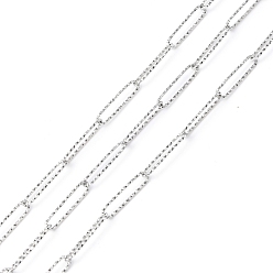 Нержавеющая Сталь Цвет Устойчивы к потускнению 304 текстурированные цепочки-скрепки из нержавеющей стали, пайки, с катушкой, цвет нержавеющей стали, 20x4x1 мм, около 16.40 футов (5 м) / рулон