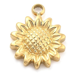Настоящее золото 14K Ионное покрытие (ip) 304 брелоки из нержавеющей стали, очарование подсолнуха, реальный 14 k позолоченный, 12.5x9.5x2.5 мм, отверстие : 1.5 мм