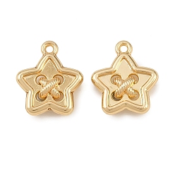 Golden Alloy Pendants, Star with Twisted Rope Charms, Rack Plating, Cadmium Free & Lead Free, Golden, 15.5x13.5x5mm, Hole: 1.2mm