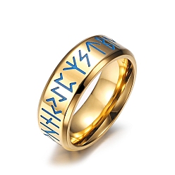 Золотой Светящиеся кольца из нержавеющей стали для мужчин, Тотем слова викинга, золотые, 8 мм, внутренний диаметр: 19 мм