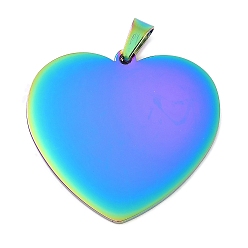 Rainbow Color Ионное покрытие (ip) 304 кулоны для штамповки из нержавеющей стали, зеркальная полировка, шарма сердца, Радуга цветов, 32.5x35x2 мм, отверстие : 4x7 мм