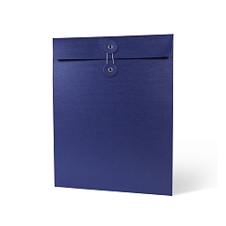 Bleu Nuit Sacs de classement en papier, sacs de dossier de fermeture de ficelle, fournitures de bureau, rectangle, bleu minuit, 320x250mm