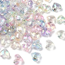 Сердце Уф-покрытие прозрачные акриловые бусины, радужный, разноцветные, сердце, 17x18.5x11.5 мм, отверстие : 2.5 мм