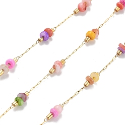 (52) Непрозрачная лаванда Цепи из ракушек и овальных бусин из нержавеющей стали, с 304 цепями из нержавеющей стали, ионное покрытие (ip), пайки, с катушкой, разноцветные, 316 мм