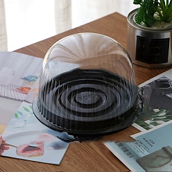 Черный Пластиковые контейнеры для торта, одноразовые коробки для десертов, с крышками, круглые, чёрные, 180x110 мм