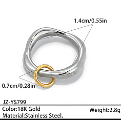Couleur Dorée & Acier Inoxydable Deux tons 304 bagues en inox, or et acier inoxydable Couleur, taille us 3 (14 mm)