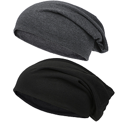 (52) Непрозрачная лаванда 2шт. 2цвета хлопковая шапочка-бини, арка, разноцветные, 270x255x1.5 мм, 1 шт / цвет