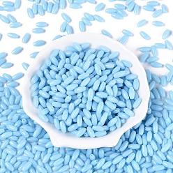 Светло-Голубой Стеклянный бисер непрозрачных цветов, овальные, Небесно-голубой, 9x4 мм, отверстие : 1.2 мм, Около 1875 шт / фунт