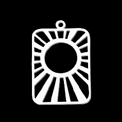 Нержавеющая Сталь Цвет Устойчивые к потускнению 201 подвески из нержавеющей стали, лазерная резка, солнечные лучи, цвет нержавеющей стали, 27.5x18.5x1 мм, отверстие : 1.6 мм