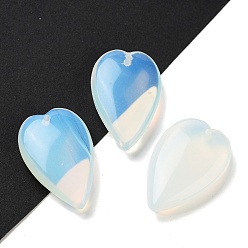 Опал Синтетические Opalite подвески, любовные сердечные прелести, 38.5~39.5x25~25.5x9 мм, отверстие : 1.8 мм