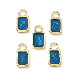 Морской Синий Подвески из эпоксидной смолы, прямоугольные, с латунной и золотой фольгой, стойки покрытие, долговечный, без свинца и без кадмия, реальный 18 k позолоченный, Marine Blue, 13.5x7x2 мм, отверстие : 2.8 мм