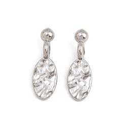 Stainless Steel Color 201 Stainless Steel Pendants, Hammered Oval Charms, Stainless Steel Color, 15.5x5x1.2~4.5mm, Hole: 1.8mm
