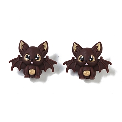Коричневый Силиконовые фокусные бусины на тему Хэллоуина, 3д летучая мышь, кофе, 28.5x35.5x16 мм, отверстие : 2 мм