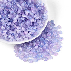 Лиловый Стеклянные бусины, имитация шарики глаза кота, рондель, два тона, сирень, 6x3~3.5 мм, отверстие : 0.9~1 мм, Около 2720 шт / фунт