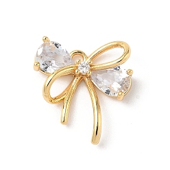 Прозрачный Латунные микро проложить кубического циркония подвески, очарование бантом, реальный 18 k позолоченный, без никеля , прозрачные, 17x16.5x4.5 мм, отверстие : 1.6 мм