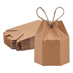 Верблюжий Бумажная шкатулка, с пеньковой веревки, шестиугольник, верблюжие, готовое изделие: 7x4x9 см