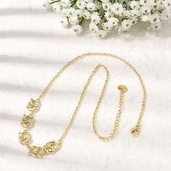 Настоящее золото 18K Подвеска-узел из латуни с микропаве и прозрачными кубическими циркониями., ожерелья-цепочки для женщин, стойки покрытие, без кадмия и без свинца, долговечный, реальный 18 k позолоченный, 16.93 дюйм (43 см)