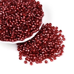 (123L) Белый крем непрозрачный блеск Серебряные подкладке стекло бисер, двухконусные, огнеупорный кирпич, 3x4 мм, отверстие : 1.5~1.6 мм, Около 9000 шт / фунт