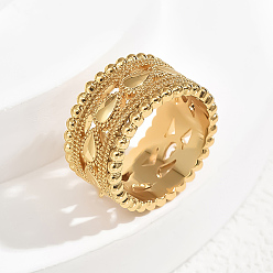 Золотой Кольца для женщин с латунным паве из кубического циркония, полый геометрический, золотые, 11 мм, размер США 6 (16.5 мм)