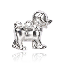 Platinum CCB Plastic Puppy Pendants, Dog Charms, Platinum, 23x22x14mm, Hole: 2mm
